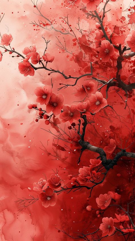 Red Cottagecore Aesthetic Wallpaper, Chinese Calligraphy Wallpaper, Pretty Red Background, Red Phone Backgrounds Aesthetic, Poppy Flower Aesthetic Wallpaper, Chinese Flower Wallpaper, Red Background Aesthetic Landscape, Chinese Background Wallpapers, Japanese Asthetic Wallpers