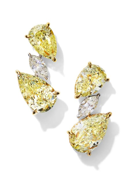 Nirav Modi Has a Way with Diamonds - TownandCountrymag.com Yellow Diamond Earrings, Jewellery Campaign, Yellow Diamond Earring, Art Jewelry Design, Fancy Yellow Diamond, Yellow Diamonds, Diamond Jewelry Designs, Harry Winston, India Jewelry