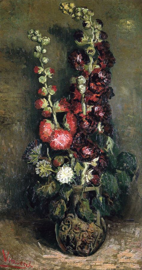 Vincent van Gogh - Vase with Hollyhocks, 1886 (Kunsthaus Z… | Flickr Theo Van Gogh, Artist Van Gogh, Vincent Willem Van Gogh, Painting Of Flowers, Vincent Van Gogh Art, Vincent Van Gogh Paintings, Flowers In A Vase, Arte Van Gogh, Georges Seurat