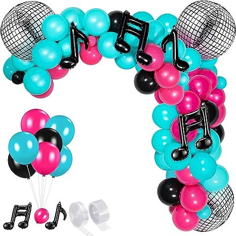 Amazon.com: Music Balloons Birthday Balloon Garland Arch Kit, Disco Ball Balloon, 5 Inch 10 Inch Rose Red Blue Black Latex Balloon, Music Note Foil Balloon for Karaoke Birthday Decor (Classic Series) : Home & Kitchen Music Party Theme Decoration, Matte Balloons, Karaoke Birthday, Birthday Balloon Garland, Ball Balloons, Teal Balloons, Music Birthday Party, Music Themed Parties, Balloon Pop