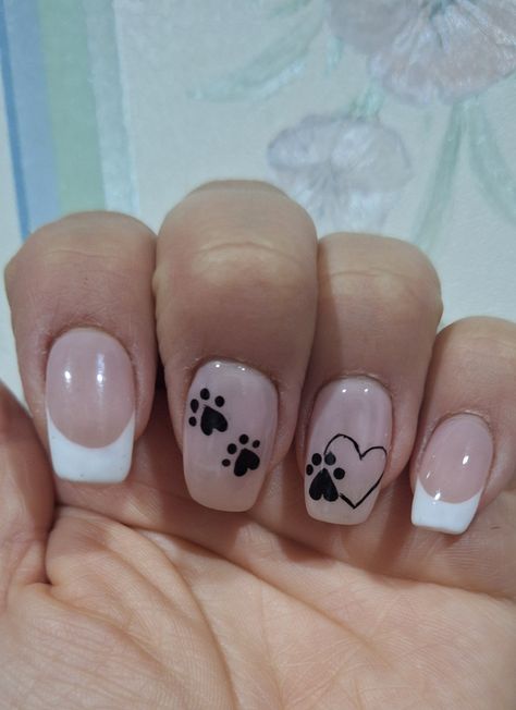 Nails With Dog Paws, Puppy Nails Designs, Dog Nails Design, Dog Nail Designs, Puppy Nails, Red And Silver Nails, Uñas Aesthetic, February Nails, Dog Nails