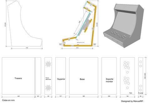 Planos Bartop Arcade Cabinet Plans Pdf, Bartop Arcade Plans, Arcade Games Diy, Arcade Cabinet Plans, Diy Arcade Cabinet, Diy Arcade, Arcade Console, Geek Room, Diy Loft