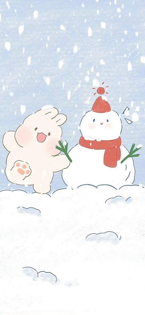 Christmas Phone Backgrounds, Story Wallpaper, Winter Drawings, Christmas Bunny, Xmas Wallpaper, Bunny Wallpaper, Kawaii Bunny, Soft Wallpaper, Winter Wallpaper