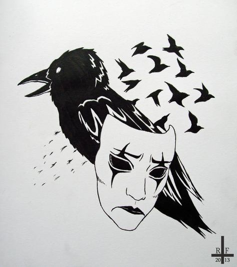 The Crow tattoo by Kagoe The Crow Film Tattoo, Eric Draven The Crow Art, The Crow Tattoo Movie, Eric Draven Tattoo, Crow Movie Tattoo, The Crow Drawing, Birds Composition, The Crow Art, The Crow Tattoo