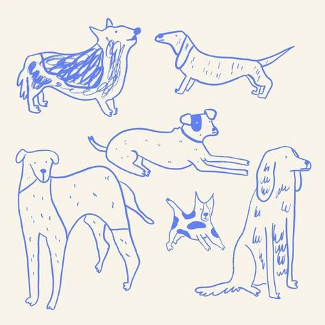 Minimal Dog Illustration, Weird Dog Drawing, Matisse Animals, Fun Dog Illustration, Simple Dog Illustration, Dog Doodle Art, Dog Illustration Simple, Simple Dog Drawing, Doodle Graphic Design