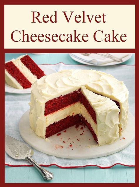 Cognac Cake, Cheesecake Red Velvet, Dessert Saint Valentin, Red Velvet Cheesecake Cake, Cheesecake Cake Recipes, Velvet Cheesecake, Red Velvet Cake Recipe, Velvet Cake Recipes, The Cheesecake Factory