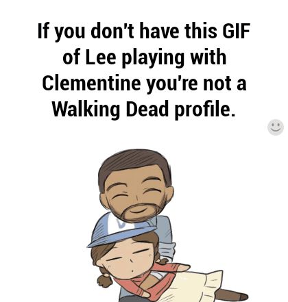 This is so cute!!! I hate the creators of the game because they let him die >:( Clementine Walking Dead, Walking Dead Gif, Twd Telltale, Telltale The Walking Dead, Twd Game, Walking Dead Telltale, The Walking Dead Telltale, The Wolf Among Us, Twd Memes