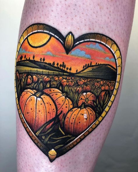 Pumpkin Patch Heart Tattoo | Tattoo Ideas and Inspiration Neotrad Flash, Cute Halloween Tattoos, Glyph Tattoo, Pumpkin Tattoo, Ink Therapy, Autumn Tattoo, Halloween Symbols, Tattoo Reference, Reference Board