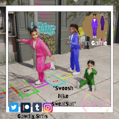 Kids Nike Outfits, Black Simmer, Sims 4 Toddler Clothes, Nike Sweatsuit, Sims 4 Cc Eyes, Sims Baby, Sims 4 Cc Kids Clothing, Free Sims 4, Sims 4 Children