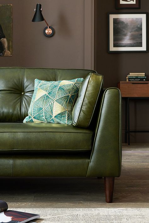 Green Leather Sofa Living Room Ideas, Green Leather Sofa Living Room, Olive Leather Sofa, Green Leather Couch Living Room, Cricket Sofa, Olive Green Leather Sofa, Green Leather Sectional, Green Leather Couch, Caramel Leather Sofa