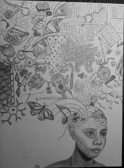 Self-drawn. "Sometimes it feels like I have too many tabs open in my head." Open Head Drawing Art, Open Mind Drawing, In My Head Art, Too Many Tabs Open, Ipad Essentials, Red And Black Wallpaper, Head Drawing, Club Poster, Drawing Board