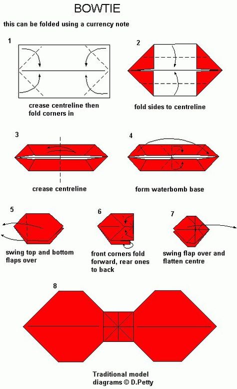 origami bowtie.....cause bowties are cool :) Money Bowtie, Origami Steps, Origami Traditional, Tie Folding, Tie Origami, Bow Origami, Make A Bow Tie, Box Origami, Origami Tattoo