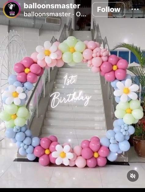 Party Balloons Diy, Balloon Bouquet Diy, 1st Birthday Girl Decorations, Baby Birthday Decorations, Daisy Party, Simple Birthday Decorations, Birthday Party Theme Decorations, 1st Birthday Decorations, Birthday Balloon Decorations