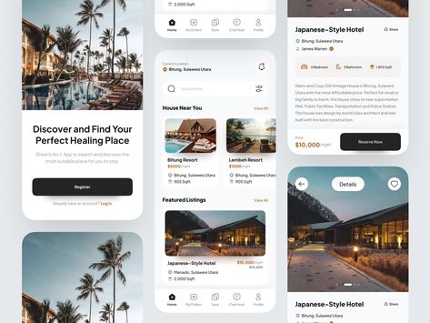 Hotel Booking Mobile App by F. Ferina Chung ✨ for ever. on Dribbble Hotel Booking App, Booking App, Mobile Ui Design, Hotel Booking, App Design Inspiration, Mobile App Ui, Ui Inspiration, Mobile App Design, Booking Hotel