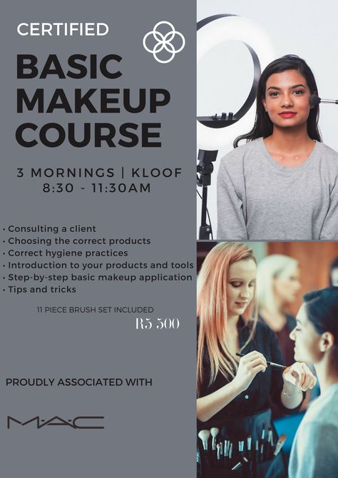 We have a few seats left on our 3 morning Basic Makeup Course.   Receive a complimentary 11 piece brush set 😱 Step 1 to becoming a PRO or learning how to do your own makeup like one!  Link in Bio or email us to secure your seat  Dates:   Monday 15th - Wednesday 17th October OR  Monday 29th - Wednesday 31st October Seat are limited Makeup Workshop Poster, Makeup Course Poster, Makeup Class Poster Design, Class Poster Design, Course Poster, Makeup Poster, Makeup Courses, Makeup Workshop, Class Poster