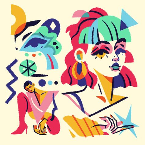 Trpkl Geo IX on Behance 영감을 주는 캐릭터, Flat Illustration, Funky Art, Illustration Inspiration, Art Drawings Simple, Portrait Art, Graphic Design Inspiration, Graphic Design Illustration, Character Illustration