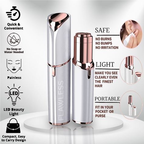 Finishing Touch Flawless Facial Hair Remover for Women, Electric Face Razor for Women with LED Light for Instant and Painless Hair Removal #facialhairremover #hairremover #beautycare #skincare #beauty #women #flawless #finishingtouch Facial Hair Remover For Women, Finishing Touch Flawless Hair Remover, Electric Hair Remover, Face Razor For Women, Flawless Hair Remover, Flawless Facial Hair Remover, Hair Removal Razor, Facial Hair Removal For Women, Face Razor