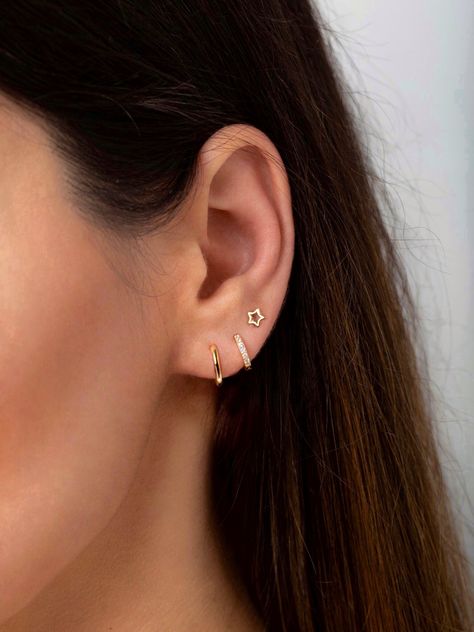 3rd Stud Earrings, Third Earings Piercings, Third Stud Earrings, Earrings For 3 Piercings, Third Earring Piercing, 3rds Ear Piercing, Third Piercing Ideas, Thirds Earrings, Three Earrings Piercings