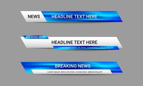 Set of broadcast news lower third banner templates for Television, Video and Media Channels. Futuristic headline bar layout design vector News Headline Template, Bar Layout Design, Bar Layout, Banner Video, Broadcast News, Lower Third, Banner Templates, Lower Thirds, Headline News