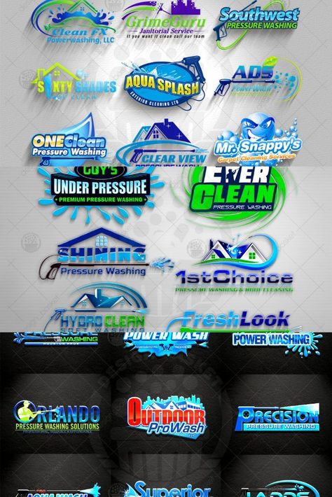 I will design pressure washing cleaning service power washing logo Pressure Washing Business Logo, Pressure Washing Logo Design, Pressure Washer Logo, Car Wash Design Logo, Power Washing Business, Power Washing Logo, Pressure Washing Logo, Logo Rebranding, Car Wash Logo