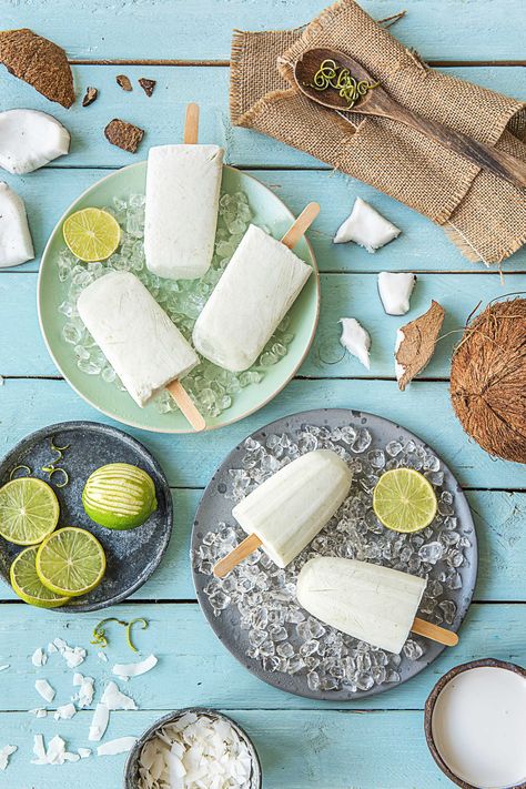 homemade popsicles-coconut-lime-recipes-HelloFresh Lime Sherbert, Lime Popsicles, Pizza Margherita, Homemade Popsicles, Ice Cream Popsicles, Popsicle Recipes, Frozen Treat, Nice Cream, Coconut Lime