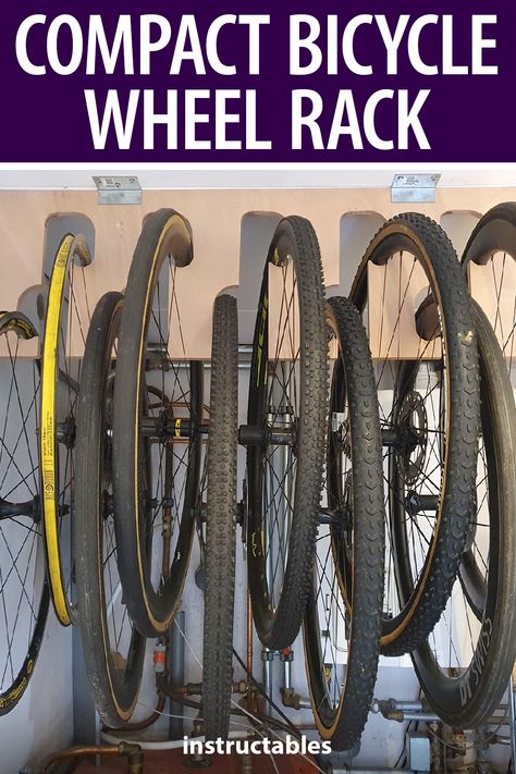 Bike Wheel Storage, Bike Storage Home, Wheel Storage, Bike Stands, Bathroom Vent, Tire Storage, Woodworking Garage, Bike Wall, Bicycle Tools