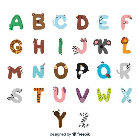 Animal Fonts Alphabet, Abcd Alphabet Fonts For Kids, Hand Template, Nature Character, Animal Font, Nature Letters, Baby Name Art, Alphabet Crafts Preschool, Animals Alphabet