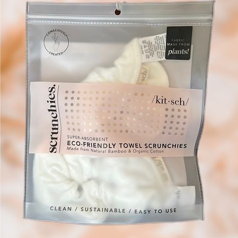 Kitsch Eco-Friendly Towel Scrunchies, White (OS), 2-pack Scrunchies White, Towel Packaging, Kitsch Hair, Waterproof Pouch, Wet Hair, Hair Tools, Kitsch, Scrunchies, 2 Pack