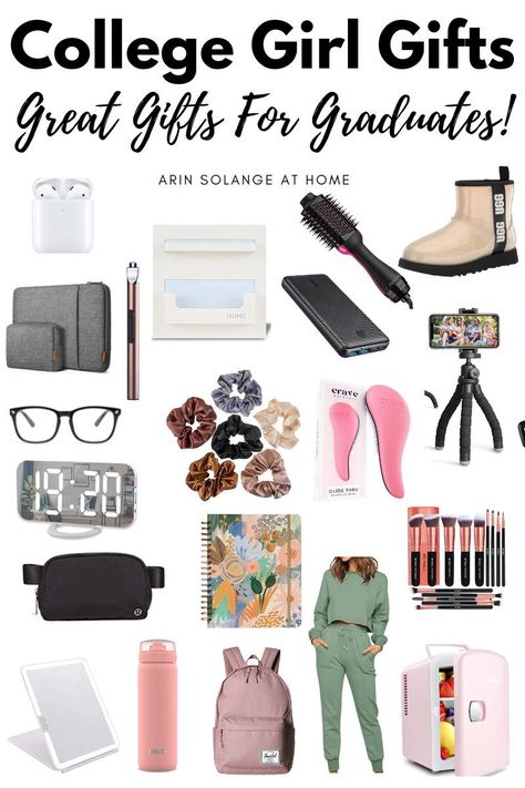 The best gift ideas for college girls! College graduate gift ideas, christmas ideas, birthday ideas. Presents for a new grad! College Girl Christmas Gifts, Gifts For College Girls, Gifts For College Students, Blogger Ideas, College Girl Gifts, College Roommate, University Girl, College Student Gifts, College Graduation Gifts