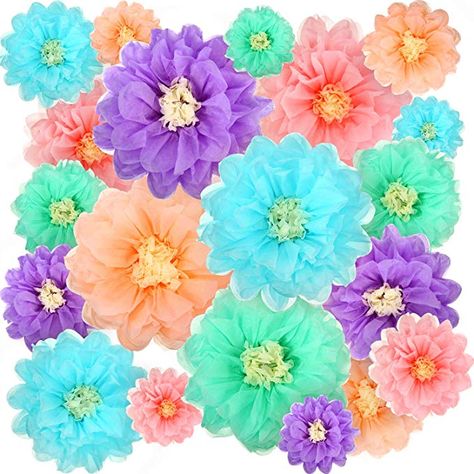 Flower Tissue Paper, Construction Paper Flowers, Mexican Paper Flowers, Tissue Pom Poms, Paper Flower Art, Paper Flower Decor, Flowers Ideas, Tissue Paper Flowers, Giant Paper Flowers