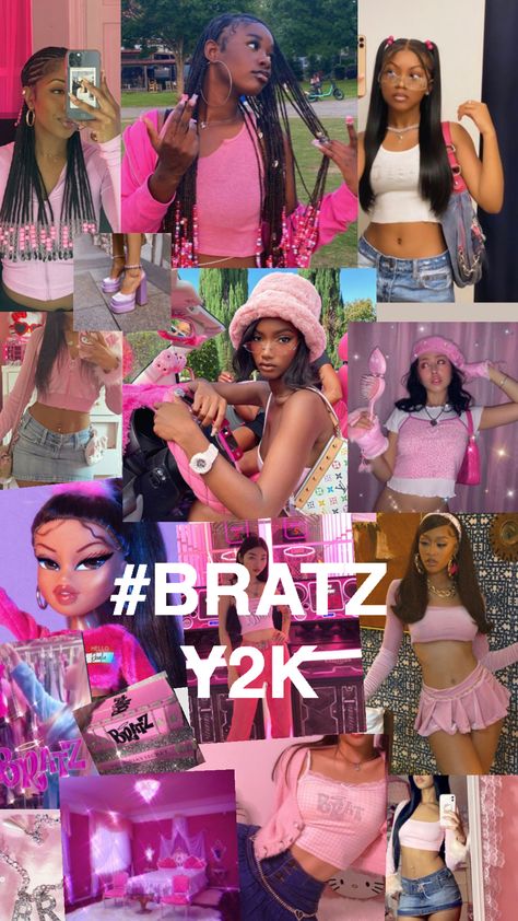 Brats Y2k Outfits, Bratz Vs Barbie Party Outfits, Jade Bratz Outfits Inspiration, Bratz Movie Outfits, Pink Bratz Outfit, Bratz Dolls Aesthetic Outfits Real Life, Bratz Dolls Outfits 2000s, Bratz Dolls Outfits In Real Life, Bratz Vs Barbie