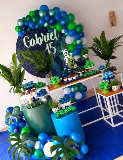 Blue Party Themes, Fishing Theme Party, Sweet Station, Fiesta Tropical, Balloon Box, Fishing Party, Arch Decoration, Arch Decoration Wedding, Minnie Party