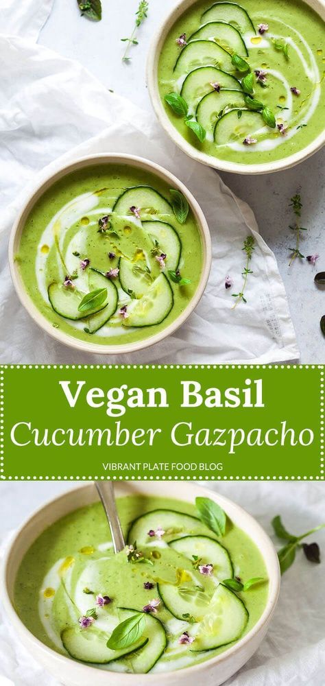 Cucumber Gazpacho, Gazpacho Recipe, Cold Soup, Vegan Soup Recipes, Cucumber Recipes, Vegan Soups, No Cooking, Eat Better, Vegan Soup