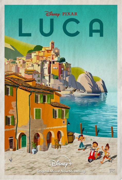 Pixar on Twitter: "Next stop: #Portorosso. Visit Luca, Giulia and Alberto by streaming #PixarLuca now!… " Pixar Poster, Disney Original Movies, Lucas Movie, Disney Movie Posters, Lucas Arts, Disney Posters, Film Disney, Pixar Movies, Film Prints