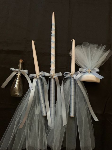 Wrapped in Hugs Greek Orthodox Baptism Candles Lambathes - Etsy Orthodox Baptism Candle, Greek Orthodox Baptism, Candle Ribbon, Christening Candle, Baby Boy Christening, Baby Boy Baptism, Baptism Candle, Candle Wrap