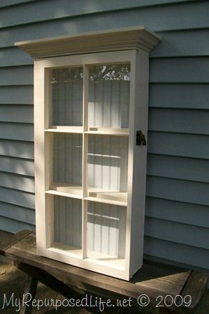 wall cabinet made from an old  window Repurposed Furniture MyRepurposedLife.com Repurposed Window, Window Cabinet, Old Window Projects, Repurposed Windows, Window Crafts, Window Projects, Antique Windows, Old Windows, Plywood Furniture