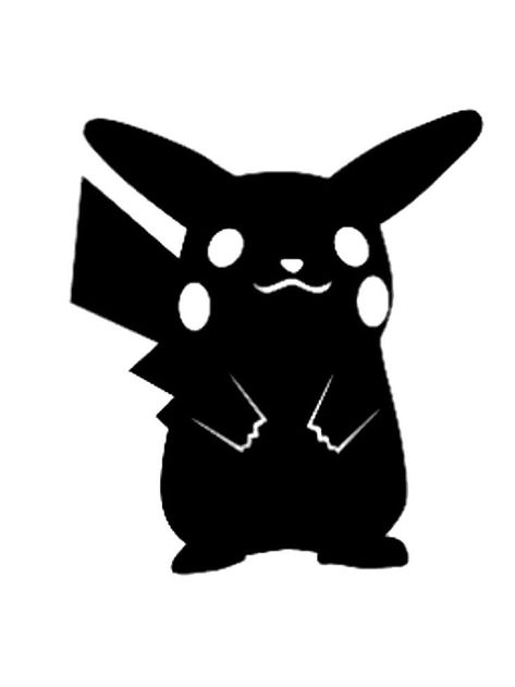 Pikachu stencils are sure to please Pokémon lovers. All Pikachu stencils are free to download and print. Pokemon Black Tattoo, Pikachu Stencil, Anime Stencil, Pikachu Silhouette, Pokemon Silhouette, Pokemon Stencils, Pikachu Svg, Cricket Logos, Silhouette Cameo Projects Beginner