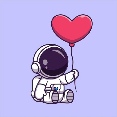 Illustration Science, Astronaut Cartoon, Moon Coloring Pages, Cute Astronaut, Balloon Cartoon, Vector Icons Illustration, Technology Icon, Horror Movie Posters, Heart Balloons