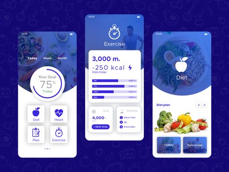 This sleeky designed Diet & Nutrition App is integrated with advance features like a calorie counter, macro tracker, personalized goal setup, wearable device integration, heartrate and pedometer and interactive analytics reports. There is an interactive dashboard which can easily track and update your daily intake, workouts, sleep, lifestyle, habits and other things. Diet Website Design, Statistics App, Goal App, Calorie Counter App, Counter App, Macro Tracker, Nutrition App, Nutrition Tracker, Interactive Dashboard