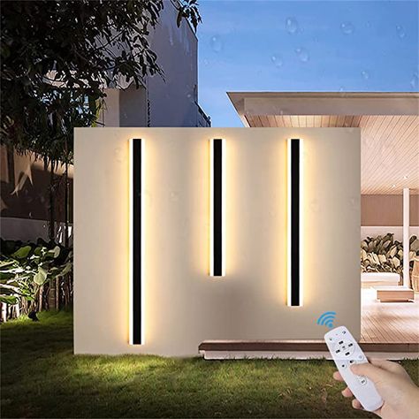 TZSMUM LED Outdoor Garden Wall Light Lamp Dimmable with Remote Control Sconce Black Outside Indoor Long Strips Lights IP65 Waterproof Exterior Bar Fixture for Patio Hallway Garage (150cm 78W) : Amazon.co.uk: Lighting Garden Wall Lights, Stripped Wall, Metal Wall Light, Indoor Wall Lights, Dimmable Lamp, Led Wall Lamp, Outdoor Wall Lamps, Modern Exterior, Led Wall Lights