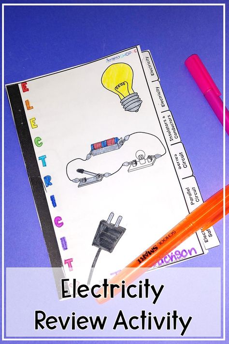 Electricity Ideas | Review static and current electricity with your grade 5, 6, and 7 students using this fun project. Your kids will use the worksheets to demonstrate their knowledge of insulators, conductors, series and parallel circuits, and electrical safety. #iteachscience #scienceteacher #electric Electricity Activities, Electricity Lessons, Current Electricity, Series And Parallel Circuits, Physical Science Lessons, Student Information Sheet, Science Electricity, Middle School Science Classroom, Middle School Science Teacher