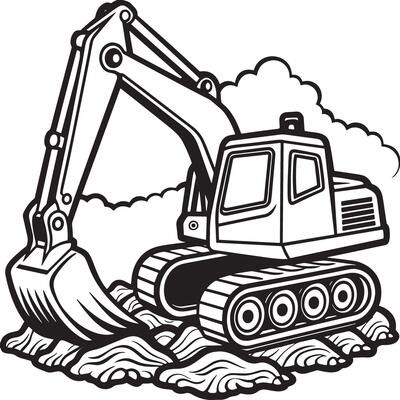 Excavator Coloring Page Isolated for Kids 5162982 Vector Art at Vecteezy Excavator Drawing, Free Planner Pages, Free Planner, Costumes Ideas, Construction Vehicles, Cityscape Photos, Logo Banners, Construction Equipment, Vintage Cartoon