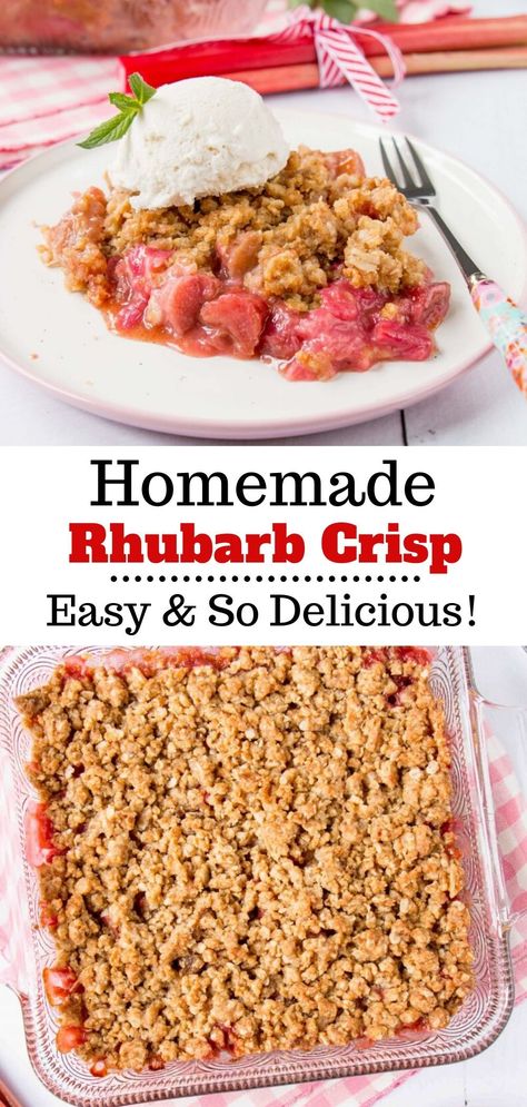 Rhubarb Filling, Easy Rhubarb Recipes, Rhubarb Crisp Recipe, Rhubarb Desserts Recipes, Rhubarb Recipes Crisp, Strawberry Crisp, Dessert Summer, Crumble Pie, Strawberry Rhubarb Crisp