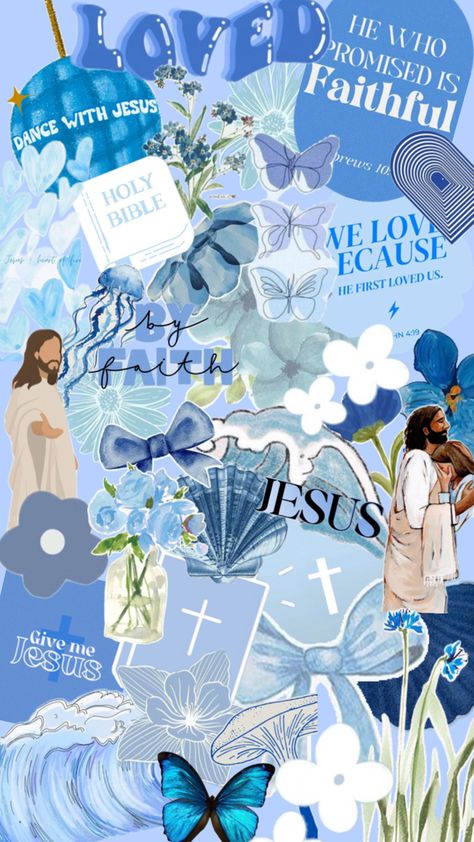 Blue Jesus collage Jesus Collage, Happy Bible Quotes, Dancing With Jesus, Pink Wallpaper Quotes, Iphone Wallpaper Quotes Inspirational, Christian Iphone Wallpaper, Christian Graphics, Wallpaper Bible, Cute Bibles