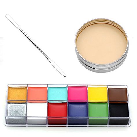 CCbeauty 3PC Set Special Effects Stage Makeup Fake Wound Scars Wax   Oil Painting(flash color)   Spatula Tool -- Additional details @ Professional Halloween Makeup, Fake Wounds, Best Waterproof Makeup, Scar Wax, Halloween Makeup Kits, Make Up Kits, Waterproof Makeup Remover, Professional Makeup Kit, Professional Face Paint