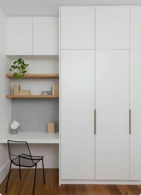 Small Space Storage Bedroom, Bedroom Storage For Small Rooms, Tiny Bedroom Design, Minimalist Apartment Decor, Diy Bedroom Storage, Bedroom Built In Wardrobe, White Cupboards, Modern Apartment Decor, Minimalist Apartment