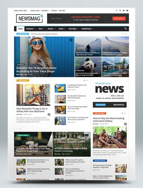 Newspaper and Magazine WordPress Theme Online Magazine Layout, Blog Layout Design, Wordpress Theme Portfolio, News Website Design, News Web Design, Newspaper Magazine, Dropshipping Store, Blog Themes Wordpress, Theme Wordpress