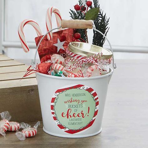 Personalized Teacher Gift - Holly Jolly Metal Bucket Diy Holiday Gifts, Metal Bucket, H Design, Diy Teacher Gifts, Personalized Teacher Gifts, Teacher Christmas Gifts, Homemade Christmas Gifts, Teacher Christmas, Holiday Diy