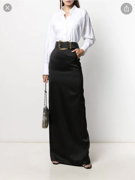 Trendy Business Outfits, Straight Maxi Skirt, Sew Clothing, Maxi Skirt Outfit, Business Skirt, Silk Maxi Skirt, Maxi Skirt Outfits, Skirt Outfit, Straight Skirt