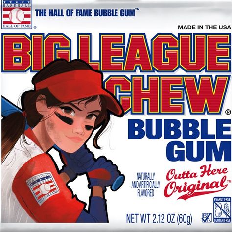 Big League Chew adds a female softball ... Big Muscle, Big League Chew, Gum Flavors, Bubble Gum Flavor, Corporate Holiday Gifts, Nutter Butter Cookies, Giant Candy, Nationals Baseball, Softball Players